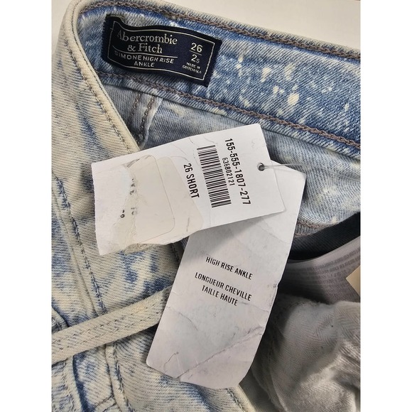 NWT NEW Abercrombie And Fitch Simone high rise ankle 26 S SHORT vintage wash - Picture 3 of 7